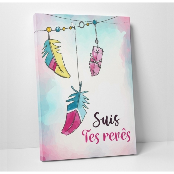 Follow your dreams Blue pink yellow -  Illustrations - SWEET MURALE