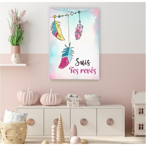 Follow your dreams Blue pink yellow -  Illustrations - SWEET MURALE