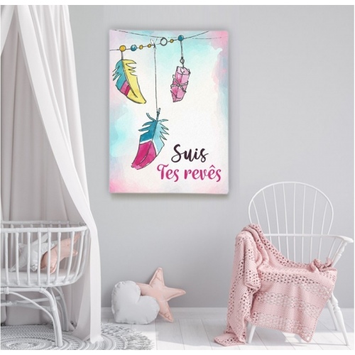 Follow your dreams Blue pink yellow -  Illustrations - SWEET MURALE