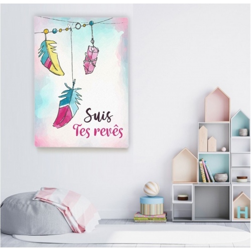 Follow your dreams Blue pink yellow -  Illustrations - SWEET MURALE