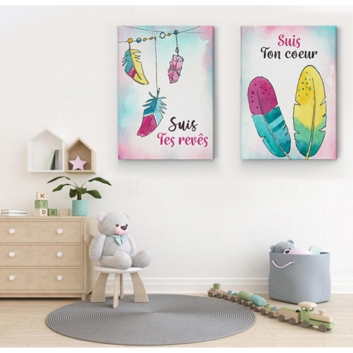 2 personalized Watercolor Feather sets -  Home - SWEET MURALE
