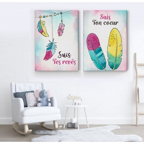 2 personalized Watercolor Feather sets -  Home - SWEET MURALE