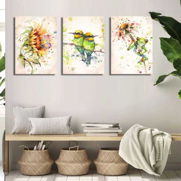 3 panneaux Boule d'amour Rose -  Lot de 3 pièces - SWEET MURALE