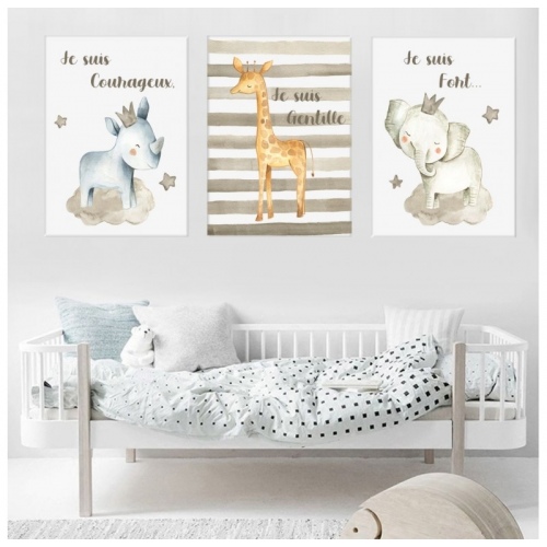 3 sets I am brave I am strong Giraffe -  Set of 3 pieces - SWEET MURALE