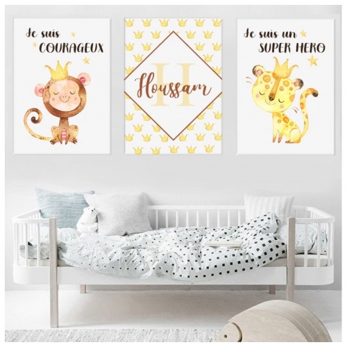 3 panneaux personnalisés Je suis courageux Je suis un Super Hero -  Lot de 3 pièces - SWEET MURALE
