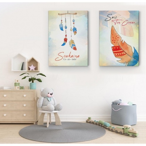 2 personalized Watercolor Feather sets -  Home - SWEET MURALE