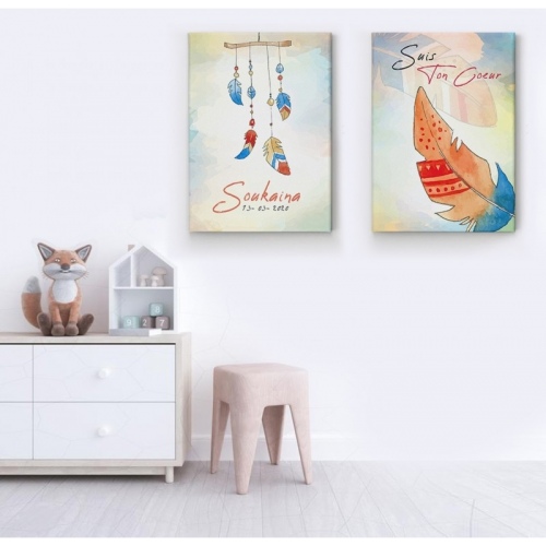 2 panneaux personnalisé Watercolour Feather -  Accueil - SWEET MURALE