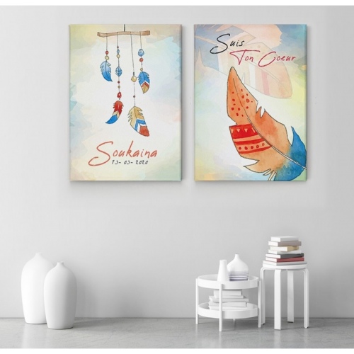 2 personalized Watercolor Feather sets -  Home - SWEET MURALE